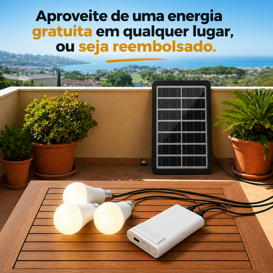 Sistema de iluminação solar autónomo: kit completo com 3 lâmpadas LED
