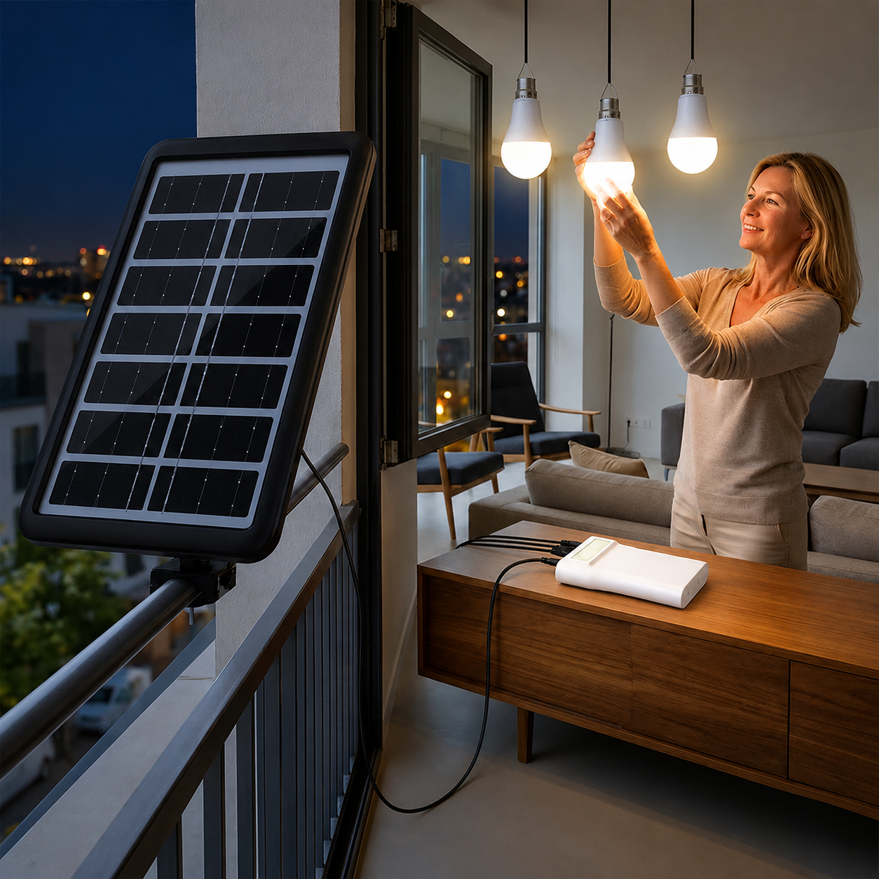 Sistema de iluminação solar autónomo: kit completo com 3 lâmpadas LED