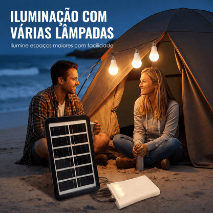 Kit Solar Autónomo : Painel, Bateria e 3 Lâmpadas LED - Mavinos