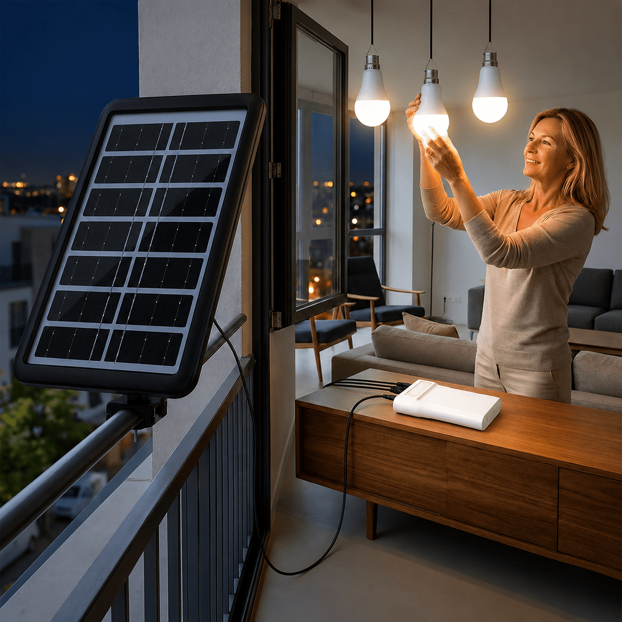 Kit Solar Autónomo : Painel, Bateria e 3 Lâmpadas LED - Mavinos