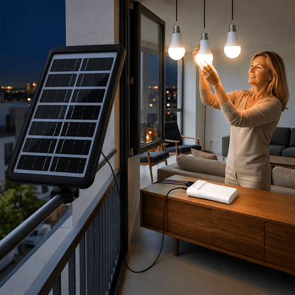 Kit Solar Autónomo : Painel, Bateria e 3 Lâmpadas LED - Mavinos